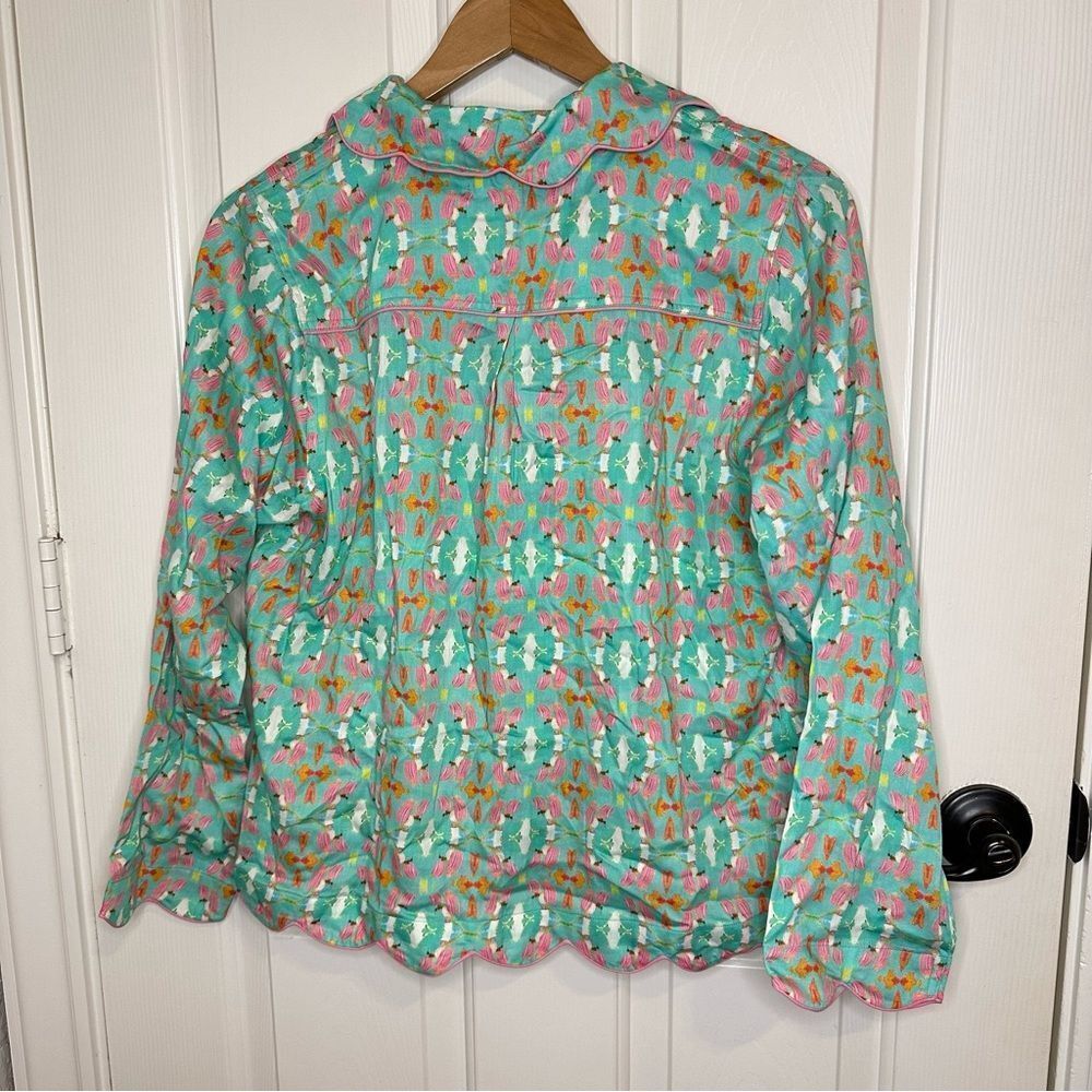 Nwt Brooks Avenue Multicolor Teal Birds In Paradise Long Sleeve Pj Set Sz S Boho — image 5 of 8